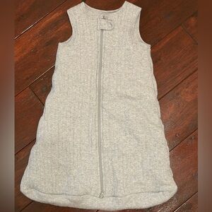Cozy Grey Ribbed Zip-Front Kids Sleep Sack